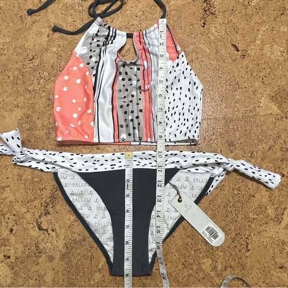 Tallow Polyphonic Halter Bikini Top & Bottom Set in Polka Mix NWT Sz 6 - Picture 16 of 16